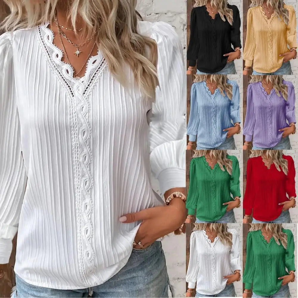 Julia™ | 2025 - Snygg chiffongblus med sofistikerad spetsdesign
