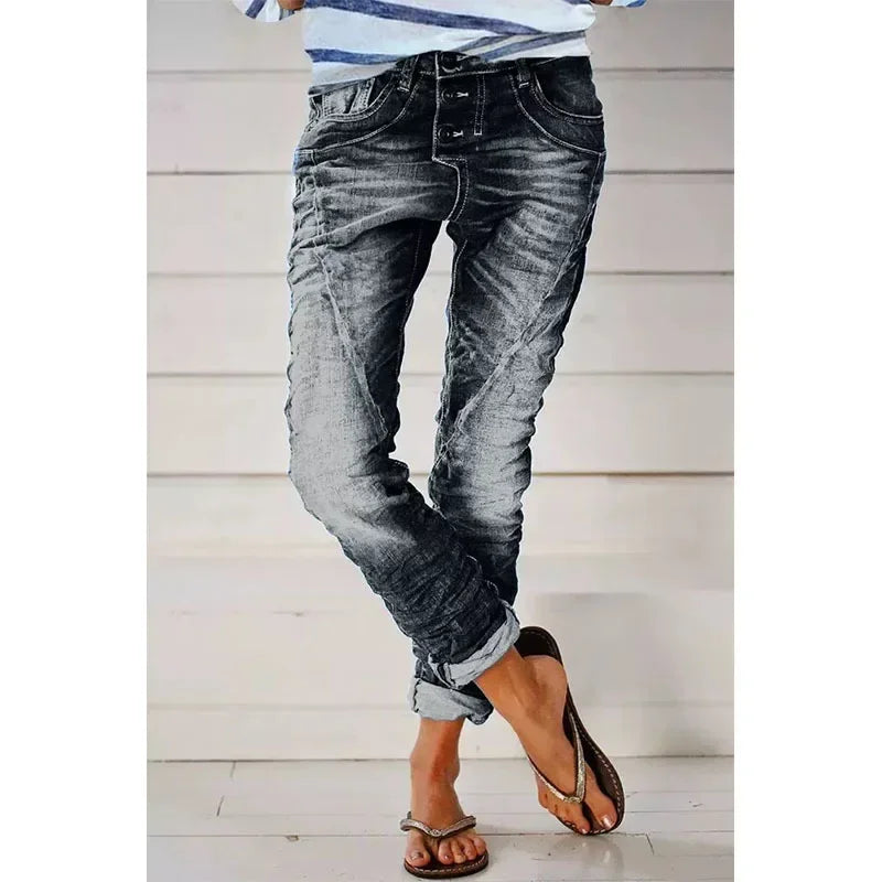 Freya™ | 2025 - Midiross vintage jeans med knappar