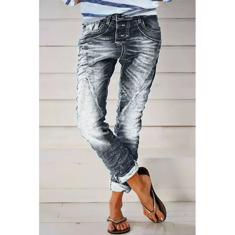Freya™ | 2025 - Midiross vintage jeans med knappar